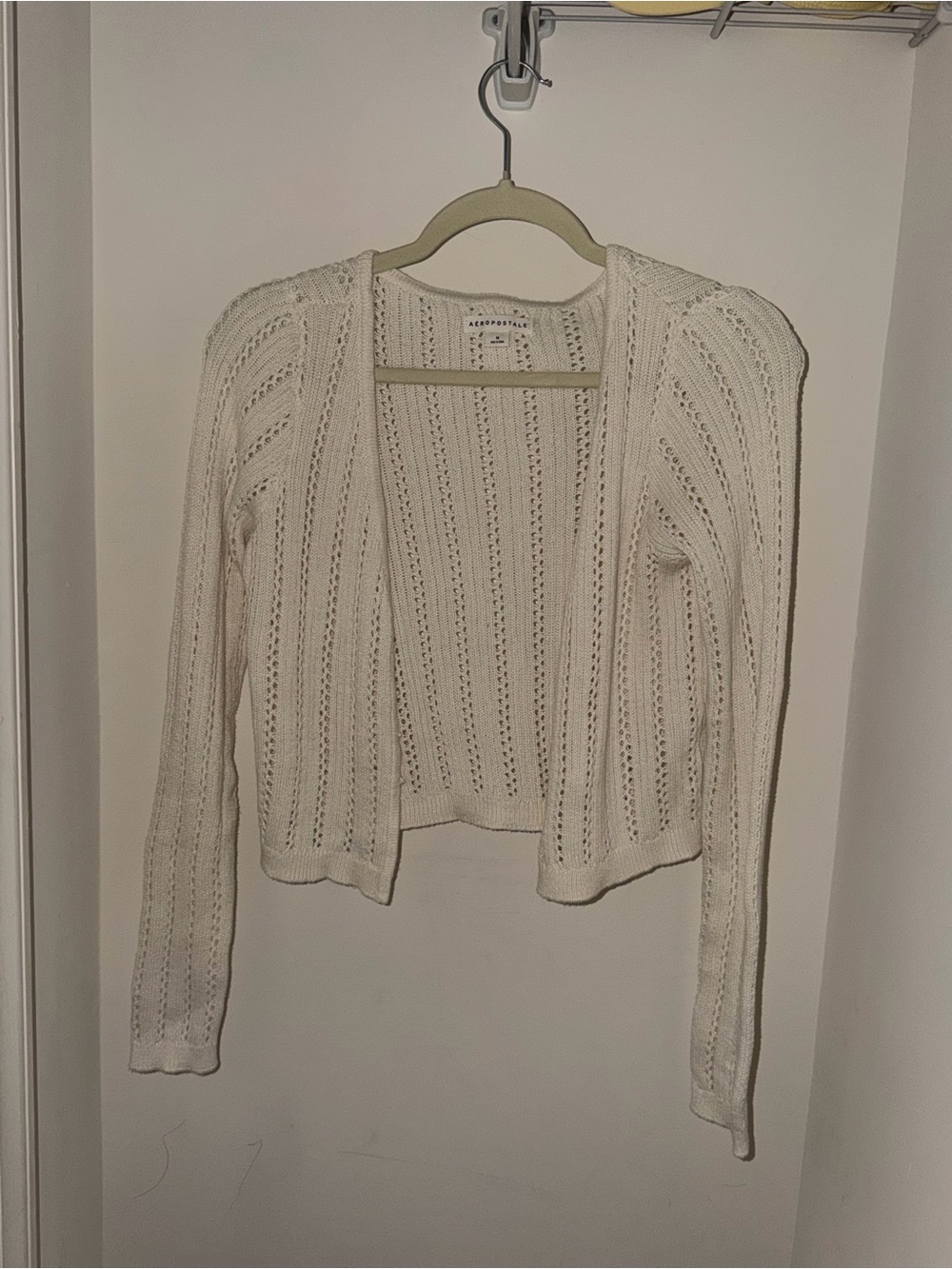 Aeropostale Women’s Cream Open-Knit Lightweight Cardigan